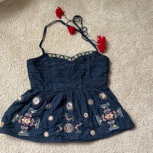 NWT Free People Sweet Safari Halter Top Size S Navy